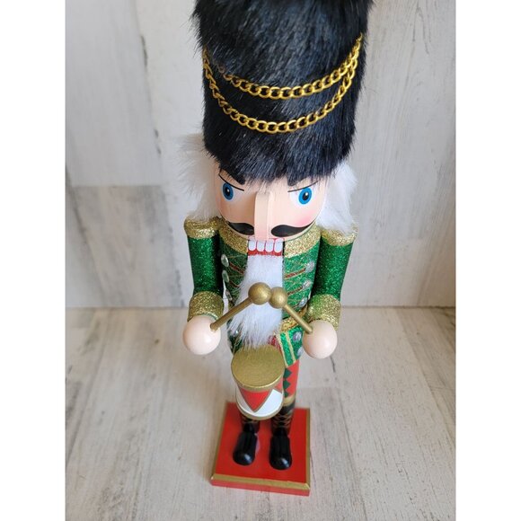 Unique 15"‎ nutcracker drummer glitter wooden home decor Xmas - Picture 2 of 8